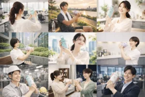 夏のノベルティで活躍　健康とかっこよさをつなぐノベルティ　シェーカータンブラー